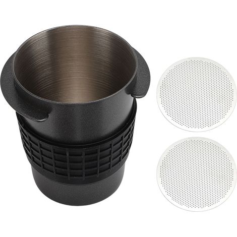 Doseur de Café avec Écran Puck en Acier Inoxydable Noir 53mm pour Machine à Café - Doseur avec Écran Inclus pour Dosage Précis et Facile (Comprend 1 Doseur et 2 Écrans) (1/5)