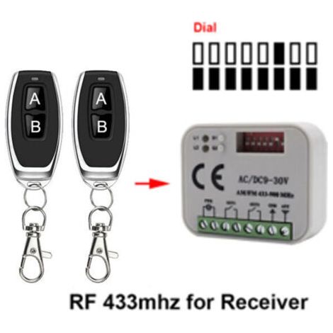 9-30V 10A Récepteur multifréquence 300-900 MHz avec interrupteur de fin de course à distance, interrupteur de contrôle à distance de moteur DC avant et arrière pour porte roulante (2 télécommande) (1/4)