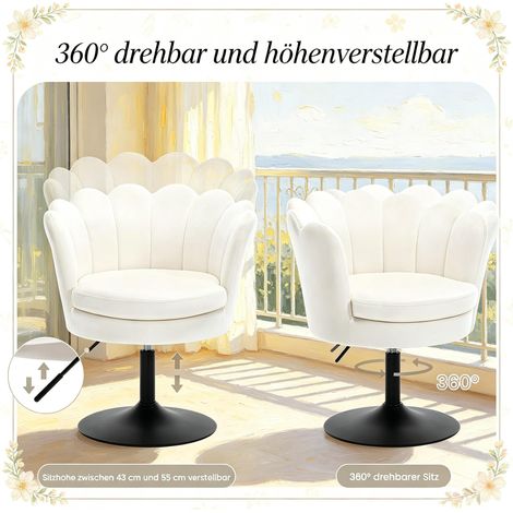 Tabouret de Bar Bas Forme Fleur, Chaise Pivotante, Tabouret de Maquillage Rotatif, Chaise Longue, Chaise de Repas (Lot de 1 Chaise) (1/5)