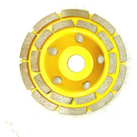 Disque Diamant, Diamant à Meuler Béton 125 x 22,2 mm Double Rangée, Meule Diamantée Universelle pour Poncer Béton, Pierre, Granit Chape, Maçonnerie, Usage Universel(Jaune) (1/5)