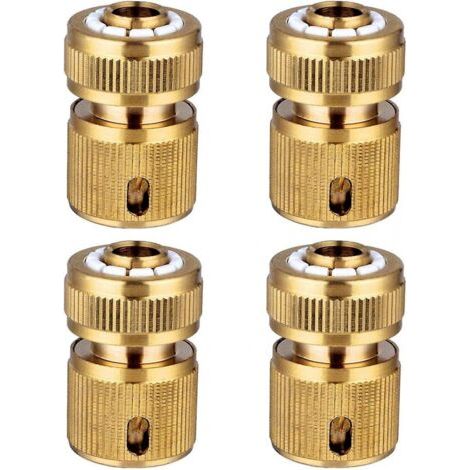 Connecteurs rapides pour tuyau d'arrosage en laiton, 4 pièces, connecteurs rapides pour tuyau d'arrosage 1/2" (1/5)