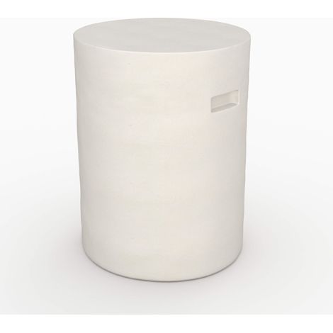 Mesa auxiliar redonda de hormigón blanco, forma cilíndrica D35cm - Santorini