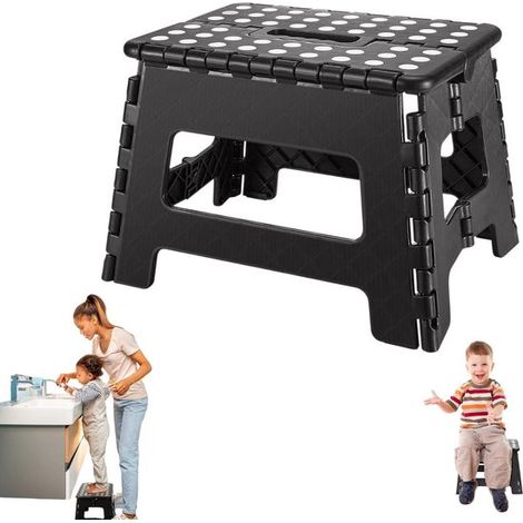 Tabouret pliable 21 x 18 cm - siège portable pour studio, maison et extérieur, noir (1/5)