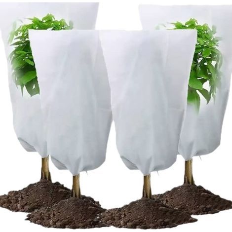 Voile Hivernage Plante Exterieur, Lot de 4 Housse d'hivernage pour Plantes en Pot, 80 x 120cm Contre Le Froid et Le Gel, 60g/m² bâche Protection Arbustes Couverture (1/5)