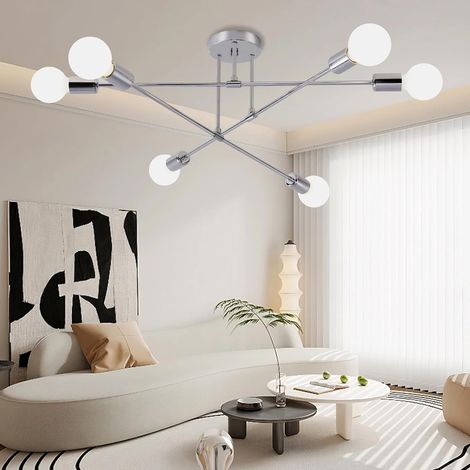 1 Plafonnier 6 ampoules E27, Métal antirouille, Design Sputnik réglable, Pour salon chambre cuisine (1/5)