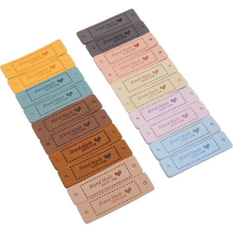 Lot de 20 étiquettes faites main en polyuréthane (PU), écologiques, durables et souples, pour la couture de sacs et portefeuilles. (1/5)