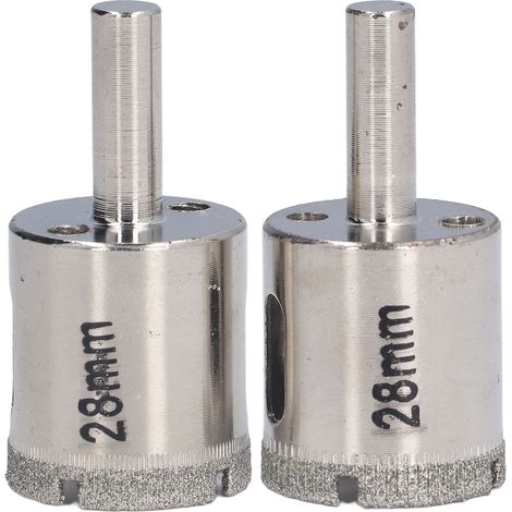 Lot de 2 forets cloches de 28 mm en acier inoxydable pour verre, marbre, granit et céramique.