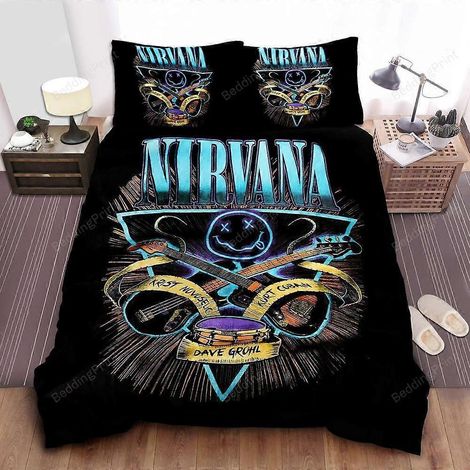 Nirvana Bettwäsche-Set (Schlagzeug- und Gitarren-Logo) - Bettbezug - Weiche Bettwäsche - Laken IU5065 (1/5)