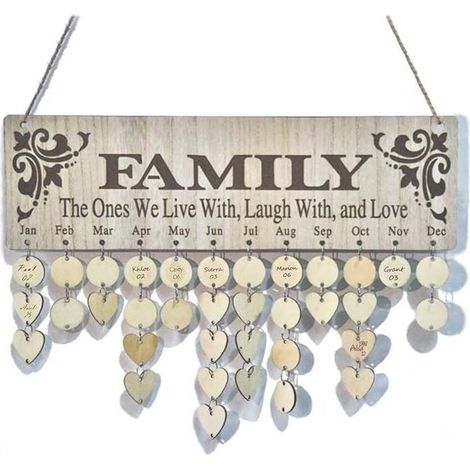 Calendrier Rappel d'anniversaire Plaque de panneau de suspension murale, avec ornements en bois Tranches de bois non finies 50 disques en bois PCS, artisanat en bois bricolage pour les amis en bois (1/5)