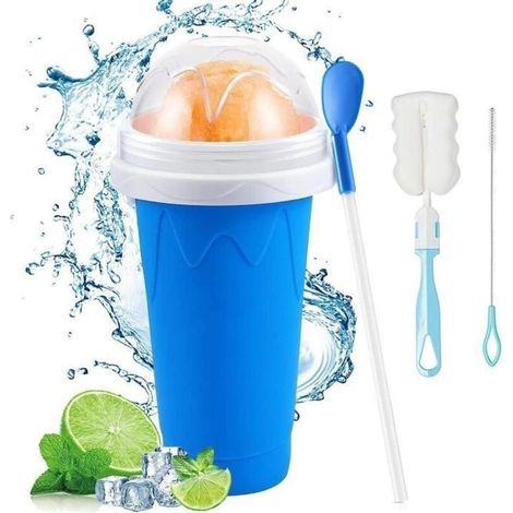 Slushy Cup Granita Tumbler Frozen Magic Smoothie Granite Cup Ice Cream Maker with Straw Spoon and Cup Brush for ICE CREAM CUP (1/4)
