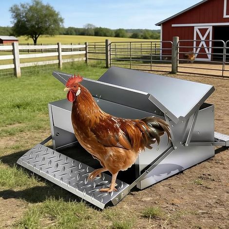 Chicken Feeder, Double Sided Pedal Chicken Feeder, Poultry Feeder for Outdoor, Chicken Coop, Farm, Yard (1/5)