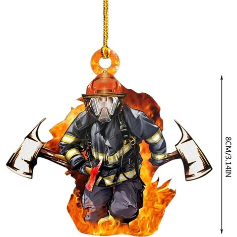 Ornement De Noël - Figurine Pompiers Personnalisée - Décoration Arbre De Noël Avec Cordon De Suspension - Lot De 1 (1/3)