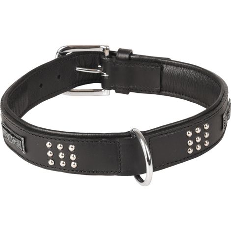 Collier Cuir SEDONA noir taille XL 47-55 cm pour chien. - Flamingo (1/3)