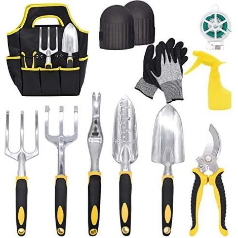 Gardening Tool Set - 11 Pcs Gardening Accessories - with Storage Bag - Spray Bottle - Hand Tool Kit - Gifts for Women and Men - Gardening Gloves (1/5)