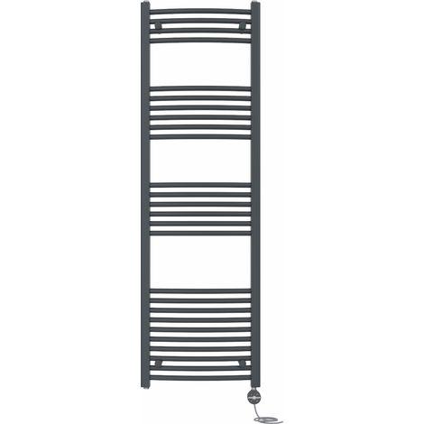 NRG Prefilled Thermostatic Electric Curved Heated Towel Rail Radiator 1600 X 500mm Anthracite (1/5)