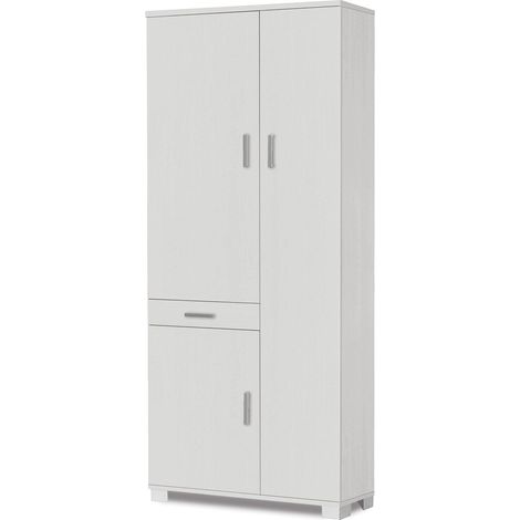 Armadio 3 Ante 1 Cassetto 77x178x34 cm Bianco Fiammato (1/3)