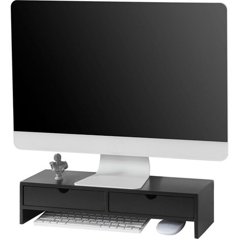 SoBuy Monitor Stand Riser 2 Drawers Computer Screen Riser Desk Organizer Black,BBF02-SCH