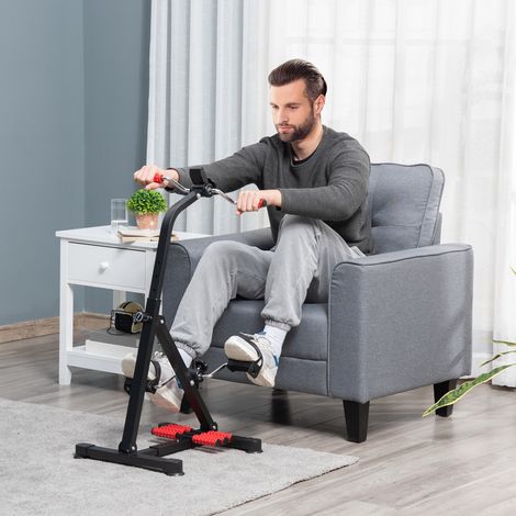 Vélo d'appartement pour seniors, réglable en hauteur et en longueur, mini vélo d'exercice avec poignée, écran LCD et sangle de fixation