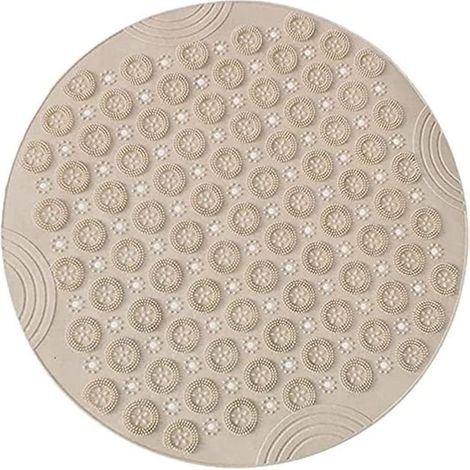 Tapis de douche rond avec ventouse et trou d'évacuation, tapis de douche massant pour les pieds, 55 x 55 cm (kaki) (1/4)