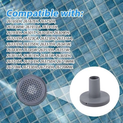 Connecteur de filtre à maille grise Intex 11070 de 1,25 pouce pour filtres de piscine, conception anti-colmatage et durable, accessoire de système de nettoyage de piscine. (1/3)