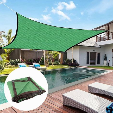 Voile d'ombrage respirant 2x4m polypro rectangle vert [voile de protection] (1/5)