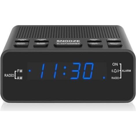 Radio-réveil numérique AM/FM avec écran LED, minuteur de sommeil, variateur, batterie de secours pour chambre à coucher, lit, bureau (251blue) (1/5)