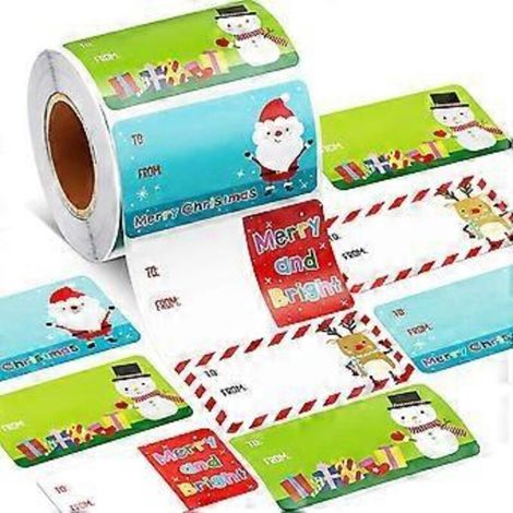 Étiquettes autocollantes pour cadeaux de Noël, 500 pièces/rouleaux, pour sacs cadeaux, décorations de Noël.