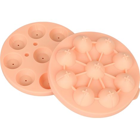 Lebensmittelechte Silikon-Eiswürfelform - Kugel- und Würfelform für Whisky - Wiederverwendbares, BPA-freies Bar-Zubehör - Pfirsich-Rosa Design (1 Stück)-lsw (1/2)