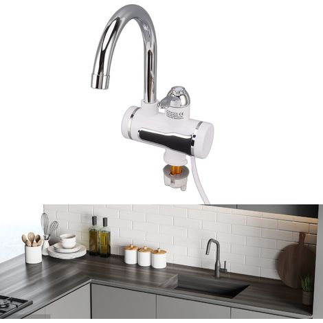 Robinet électrique domestique en acier inoxydable pour la cuisine - Eau chaude instantanée (3 secondes) - Double usage eau chaude et froide (1/5)