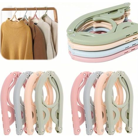 Set mit 12 faltbaren Kleiderbügeln in 4 Farben, tragbare Reisekleiderbügel aus Kunststoff für Zuhause, Hotel, Camping, Urlaub, Kreuzfahrten, unverzichtbares Reiseaccessoire (1/5)