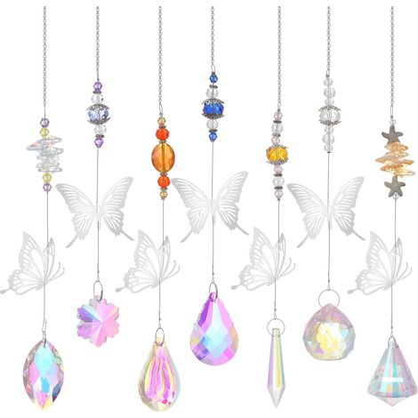 Ensemble de 7 attrape-soleil en cristal avec papillon et libellule (1/5)