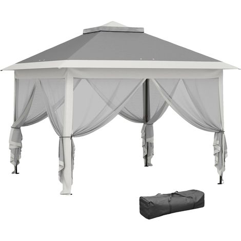 Cenador plegable, altura regulable, gris oscuro (1/2)