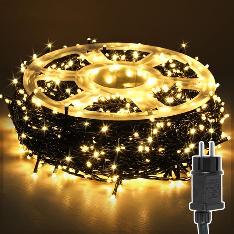 Jiubiaz Catena luminosa LED 200m 1000LED con 8 modalità catena esterna per interno Natale matrimonio festa giardino decorazione bianco caldo (1/5)