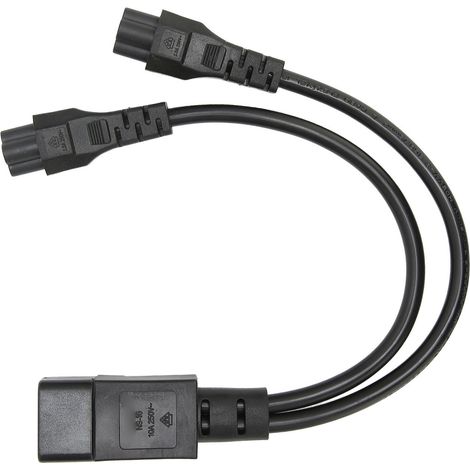 Câble splitter IEC320 C14 mâle vers double C5 femelle 100-250V pour adaptateur (1/5)