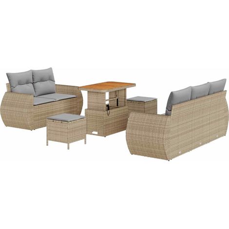 Maison Exclusive - Gartensofa-set 8 pcs Beige Poly-Rattan