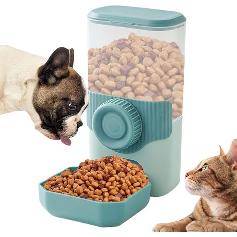 Distributeur croquettes et eau mural automatique, portions, chat chien, 1000 ml, ABS, cage (1/5)