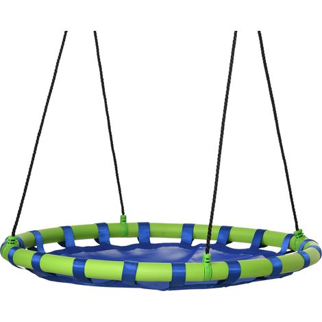 Verstellbare runde Nestschaukel für Kinder und Erwachsene, geeignet für den Garten, Tragkraft 150 kg, Ø 100 cm, blau