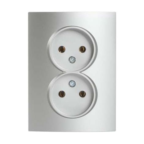 Kanlux – Prise double encastrée sans terre 2P 16A 250V – Connecteur à vis – Indice de protection IP20 – Finition argent élégante (1/3)