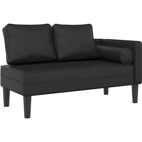 Méridienne chaise longue canapé pour intérieur avec coussins en PVC noir DEC026087