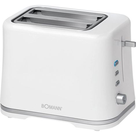 Bomann TA 1577 CB Tostadora Pan, 2 Rebanadas, Regulador Nivel Tostado, 3Funciones, Calienta Panecillo, Recogemiga 870W Blanco (1/3)