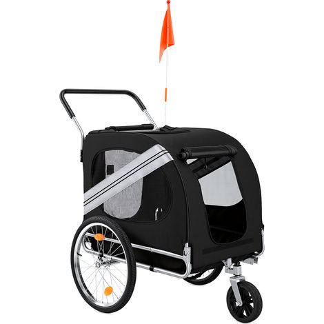 Remorque Vélo Chien 2-en-1 Pliable avec Poussette, Cadre Acier, Maille Respirante, Sac de Rangement (1/5)