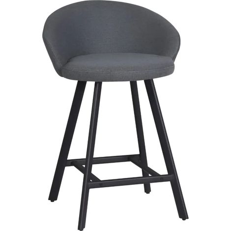 Sgabello con seduta imbottita in tessuto colore grigio e gambe nere - Fenk (1/4)