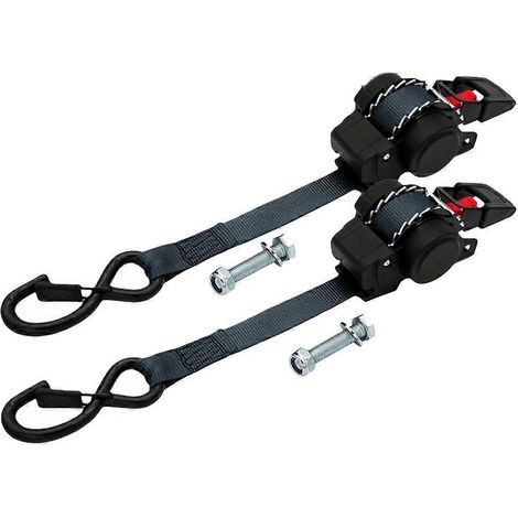 Sangle de fixation et de serrage automatique à double crochet avec tendeur réglable - Corde de fixation et de serrage pour chargement de camion (1/5)