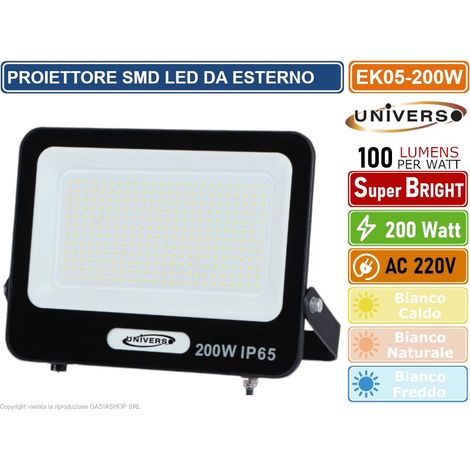 UNIVERSO EK05-200W-N FARO PROIETTORE SMD LED FLOODLIGHT 200W SLIM IP65 COLORE NERO - 3000K 4000K 6500K - Colore Luce:Bianco Caldo (1/2)
