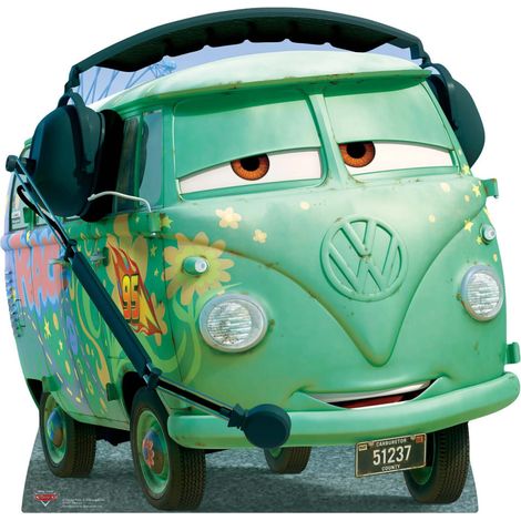 Figurine en carton Disney Cars Fillmore minibus Volkswagen Combi 1960 - H 110 CM (1/5)
