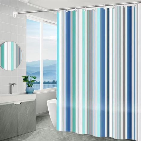 Ahlsen Cortina de Ducha 180x200cm Tela de Poliéster Impermeable Antimoho Fácil de Limpiar con Ganchos para Cortinas de Ducha Impermeables (1/5)