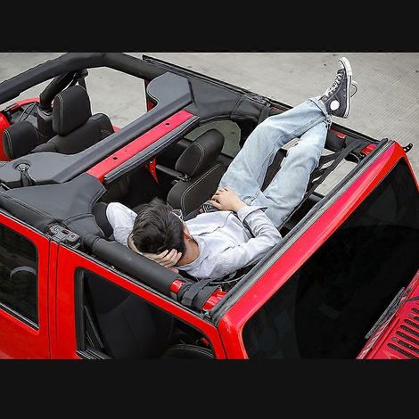Filet de protection pour coffre de toit Wrangler TJ JK 07-18, avec hamac et assise intégrée. (1/4)