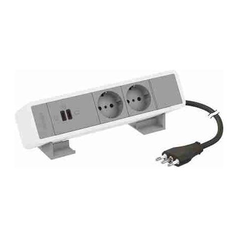 Multiprise de bureau BTI1508662WG équipée de prises et chargeurs USB MatixGO - 8 modules - Finition du boîtier : gris