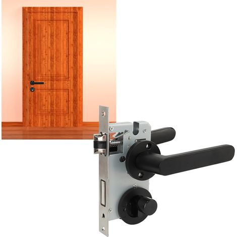 Serrure mécanique pour porte intérieure en bois de chambre, serrure de quincaillerie domestique, serrure de porte intérieure, type simple et universel, L115 noir. (1/5)