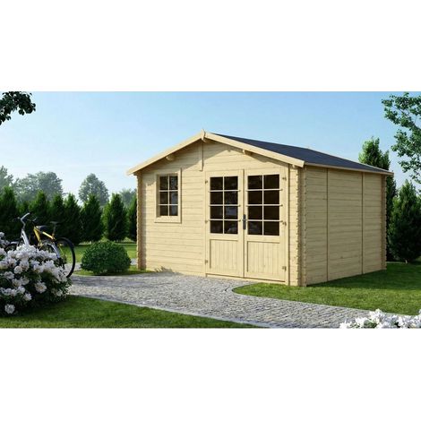 Abri de jardin en bois - 12m2 - 4x3m - Ep. 28mm - Couleur: naturel (1/5)